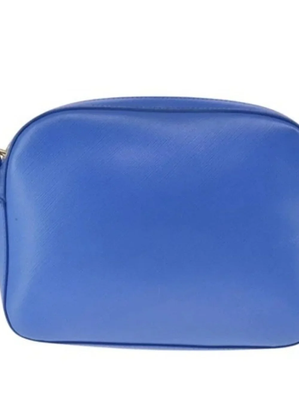 Salvatore Ferragamo Vala Chain Shoulder Bag Leather Blue Gold Auth 106166